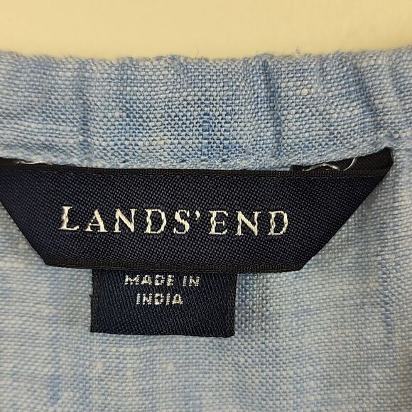 Lands' End Sleeveless Linen Waist Tie Dress Size L - Picture 2 of 11
